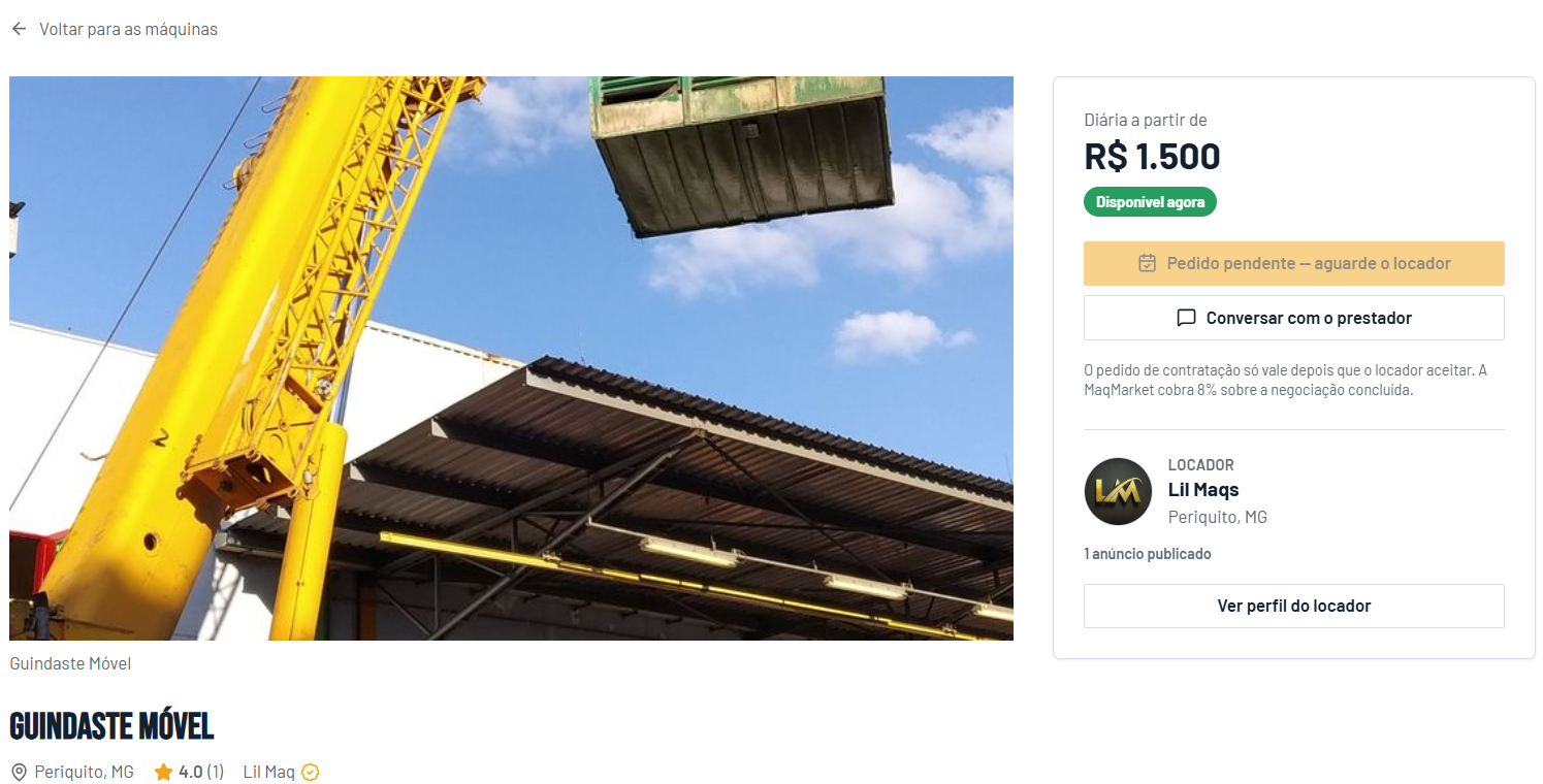 Página da máquina